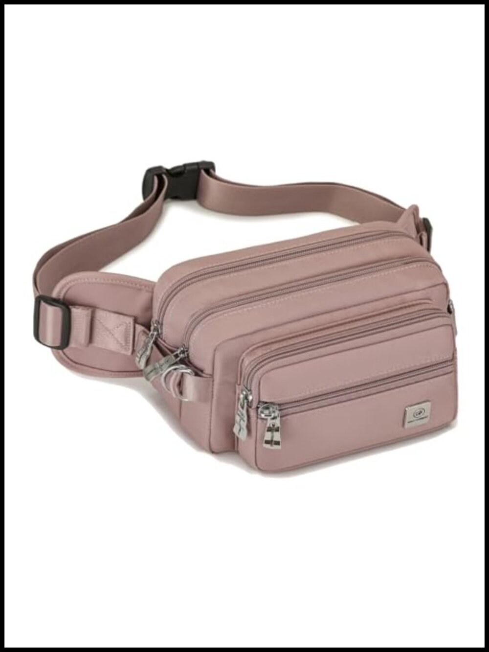 Nylon Crossbody Fanny Pack Waist Bag 5 Zipper Pockets Travel Hiking